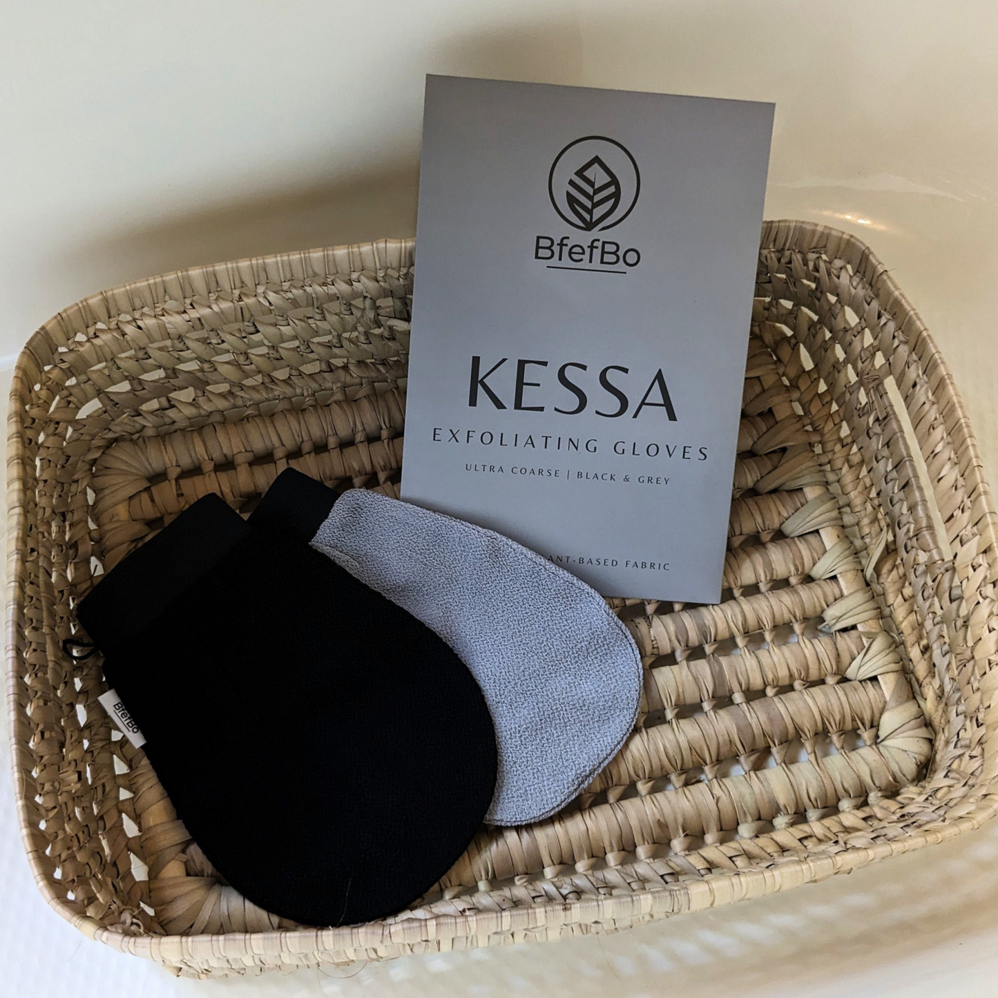 Kessa Exfoliating Gloves - Black Grey