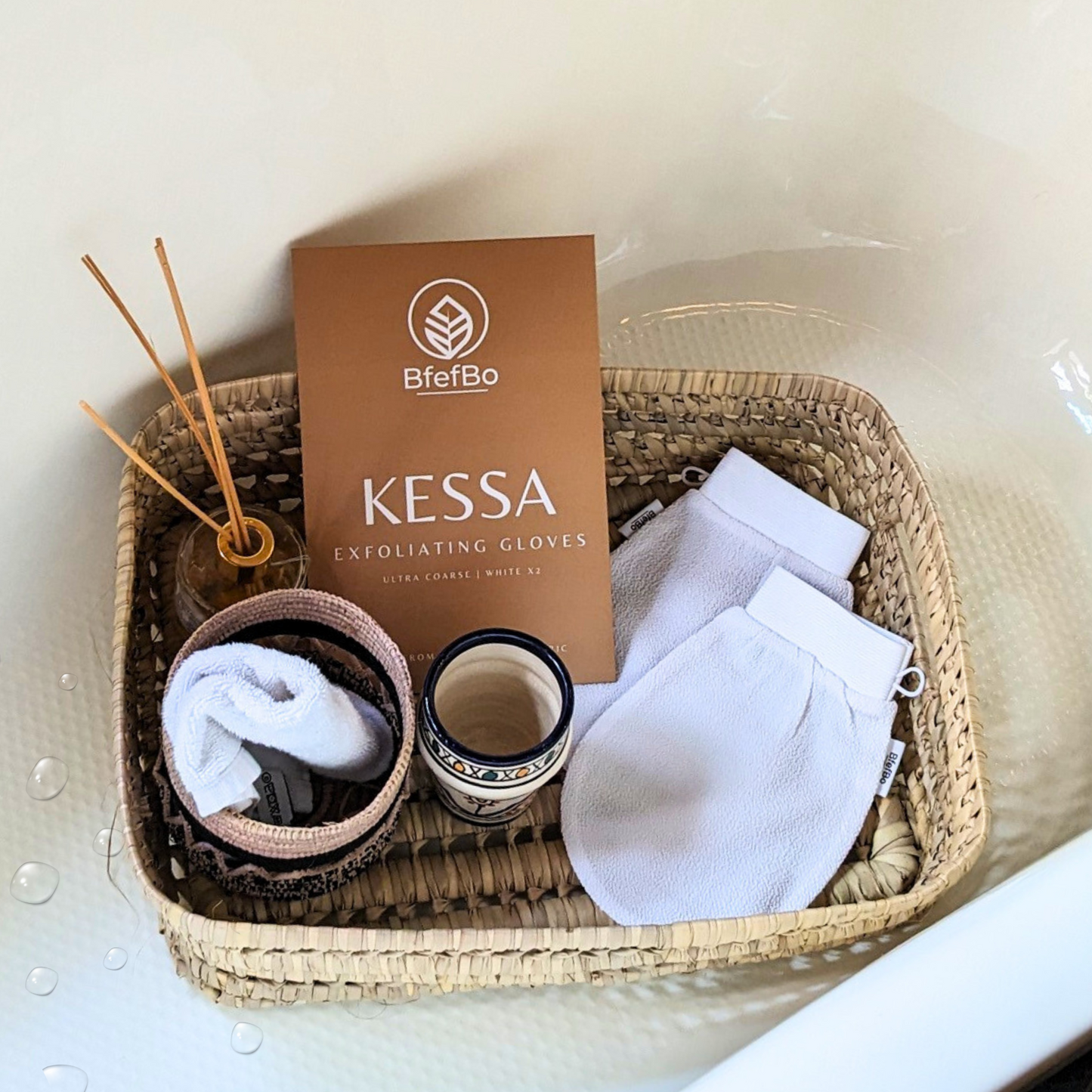 Kessa Exfoliating Gloves - White x2